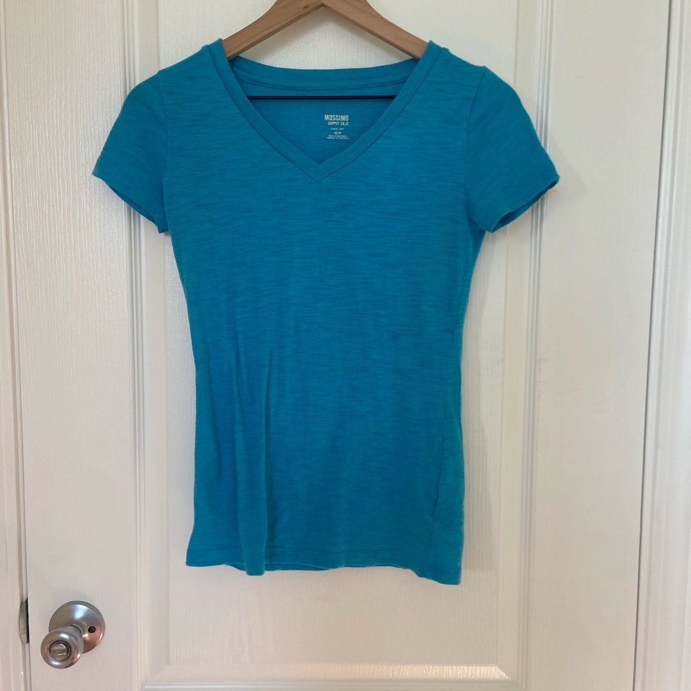 Mossimo Supply Co. Teal V-Neck Short Sleeve Tee